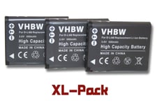 vhbw set de 3 batteries 500mAh pour appareil photo Pentax Optio i90, H90, P70, P80, NB1000, RS1000, WS80, W90 comme D-Li88.