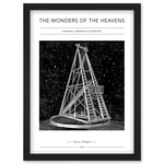 Wonders of the Heavens Duncan Bradford Herschel Greenwich Telescope Antique Classic Illustration Artwork Framed Wall Art Print A4