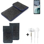 Felt Case for Motorola Moto G62 5G dark gray blue edge bag Pouch + earphones