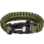Forces Fire-Starter Paracord Bracelet with Whistle, Olive Green