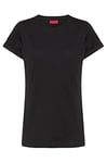 HUGO Womens The Plain Tee Cotton-Jersey T-Shirt with Reversed-Logo Print Black