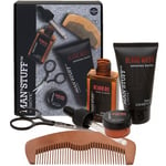 Man Stuff Beard Care Grooming Kit Oil Wash Wax Comb Men's Father's Day Gift Set