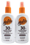 Malibu Sun SPF 30 Lotion Spray Water Resistant Vitamin Enriched 2 x 200ml