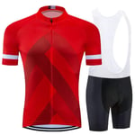 KUDALL Cycling Jersey Set For Mens,Summer Breathable Short Sleeve Gel Padded Bib Pants Red Print Mens Clothing Quick-Dry Mtb For Sports Outdoor Biking Bicycle 5D Gel Shirt,L