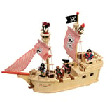 Tidlo Wooden Paragon Pirate Ship Playset, With Captain, Pirates, Cannons & More