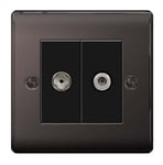 BG Nexus Metal Black Nickel Single Socket For TV Or FM With Co-Axial Connection
