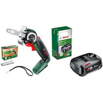 Bosch Home and Garden Cordless Saw AdvancedCut 18 LI (Without Battery, 18 Volt System, in Carton Packaging) & Home and Garden Battery Pack PBA 18V Black