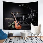 Loussiesd Teens Guitar Tapestry Rock Music Themed Wall Blanket For Kids Adults Musical Pattern Wall Hanging Drum Kit Instruments Bedding Throw Blanket Bedroom Decor Medium 51x59