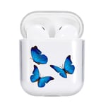 Idocolors Cute Butterfly Case Compatible with Airpod Clear Soft TPU, [ LED Visible ] [ Supports Wireless Charging ] Protective Cover for Airpods 1st and 2nd Gen