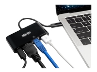 Tripp Lite USB C to HDMI Multiport Video Adapter Converter w/ USB-A Hub, USB-C PD Charging Port & Gigabit Ethernet Port, Thunderbolt 3 Compatible USB Type C to HDMI, USB Type-C - Dockningsstation - USB-C - HDMI - 1GbE