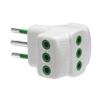 Ekon Adaptateur multiprise pour Prise Italienne, 3 Prises, 10A, fabriqué en Italie, Blanc