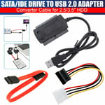 Sata/pata/ide To Usb 2.0 Cable Power Adapter Converter For Hard Disk Drive Dvd