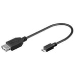 Ewent Câble Adaptateur USB 2.0 Type A mâle/Femelle à Micro/, 17 cm, Noir