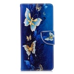 for Samsung Galaxy S20 FE Phone Case, Samsung S20 Fan Edition Case Flip Shockproof PU Leather Folio Wallet Cover with Card Holder Stand Silicone Bumper Protector Case for Girls, Blue Butterfly