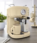 ✦ Swan Retro One Touch Coffee Machine with Milk Frother ✦ SK22150CN 1.7L Cream