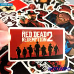 50pcs Red Dead Game Stickers Western Cowboy Style Redemption for Mobile Phone Laptop Luggage Case Skateboard Waterproof Stickers