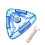vhbw Brosse de piscine pour pompe, Skimmer - aspirateur avec un raccord de 32/38mm, triangulaire, blanc / bleu (transparent)