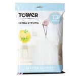 Tower T878002 Kitchen Bin Bag 25L Lemon Scented Heavy Duty Drawstring Waste Bin Liners, 20 Pack, White
