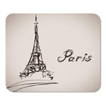 Mousepad Computer Notepad Office Brown Paris Grunge Elegance Ink Splash of Eiffel Tower and Calligraphy France French Home School Game Player Computer Worker Inch