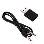 szkn USB Bluetooth 5.0 Transmitter Receiver 3.5mm AUX Audio Cable for TV PC Car Speaker black