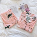 Women Sleepwear Set Female Japanese Cartoon Plus Size Pajamas Pink Lily L