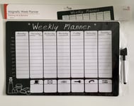 Large Magnetic Wipeable Weekly Planner Organiser Memo Notice Board Pen Kitchen