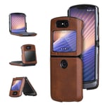 Foluu Case for Moto Razr 5G Case, for Motorola Razr 5G 2020 Leather Case, Ultra Thin Slim Durable Protective Phone Case Cover for Motorola Moto Razr 5G 2020 Version (Brown)