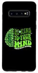 Coque pour Galaxy S10 Be kind To Your Mind Green Ribbon Brain Retro Groovy Woman