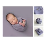 Bespeture Newborn Photography Props Baby Wraps Blanket Stretch Photo Posing Accessories for Girls Boys Milk Fiber Fabric(wrap+blanket, purple)