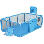 181x122x61cm Parc bébé pour enfants boules de piscine cloture parc Aire de Jeu avec Porte de Sécurité Bleu Clair