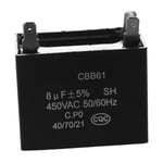 Mini CBB61 Takfläkt Takfläkt Professionell kondensatormotor 450VAC 8UF 4 terminaler - svart