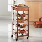 4 tier Kitchen Trolley Cart with strorage drawer and tile top with baskets
