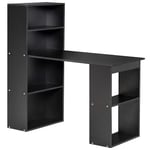 HOMCOM Bureau Informatique avec étagère de Rangement Bureau d'angle 120L x 55l x 120H cm bibliothèque adjacente Multi-rangements Noir