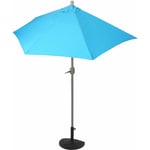 Parasol Parla en alu, hémicycle, parasol de balcon uv 50+ 300cm turquoise avec pied