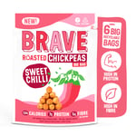 BRAVE Roasted Chickpeas: Sweet Chilli - Delicious Healthy Snacks - Vegan - High in Plant Protein & Fibre - Low Calorie - Plant-Based - Box of 6 Bags (115g Each)