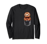 Funny Pocket Sloth Peeking Out Cute Sloth Long Sleeve T-Shirt