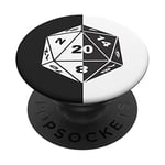 Natural Twenty Black and White Mystical Game Dice PopSockets PopGrip: Swappable Grip for Phones & Tablets