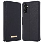 SKALO Samsung A25 5G MUXMA Saffiano PU-Läder Plånboksfodral - Svart Svart