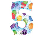 Number 5 Balloons & Streamers SuperShape Foil Balloons 21"/53cm w x 34"/86cm h