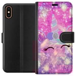 Apple iPhone XS Svart Plånboksfodral Glad Enhörning