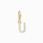 Thomas Sabo Charm-hängsmycke bokstaven U med vita stenar guldpläterad 1984-414-14