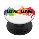 PopSockets Love is Love Cell Phone Pop Out Button Holder,Rainbow White PopSockets PopGrip: Swappable Grip for Phones & Tablets