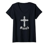 Womens Jesus Christ Saved Quote The Bible Verse Religious God Faith V-Neck T-Shirt