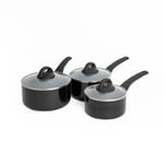MasterClass Non-stick 3 Pieces Set Saucepan with Chemical-free Ceramic Coating