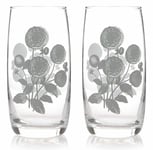 OFFICIAL RHS DAHLIAS IN BLOOM SET OF 2 DRINKING GLASSES TUMBLER NEW IN GIFT BOX