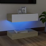 vidaXL tv-skab med LED-lamper 60x35 cm hvid og sonoma-eg