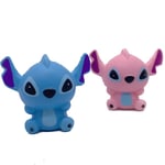 Stich Squishy/Queeze Leksaker - Stich Födelsedagsfestpresenter - Söta Stressleksaker för Festpresenter - Reliever Stressleksak-Rosa och Blå
