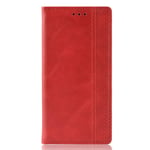 VGANA Wallet Case for Nokia C2, Retro Embossed Premium Leather Filp Cover. Red