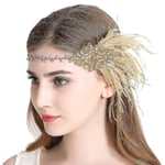 Vintage Flapper-Hårband 1920-tal Art Deco Glittrande Hårband Fjäderhuvudbonad