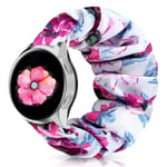 20mm Floral Pattern Watch Band, Elastic Scrunchie Watch Band for Women, Replacement Wristband Pattern Cute Band Soft Classic for Samsung Galaxy Watch Active/Active 2 (20mm L, B Rose Red-White Flower)